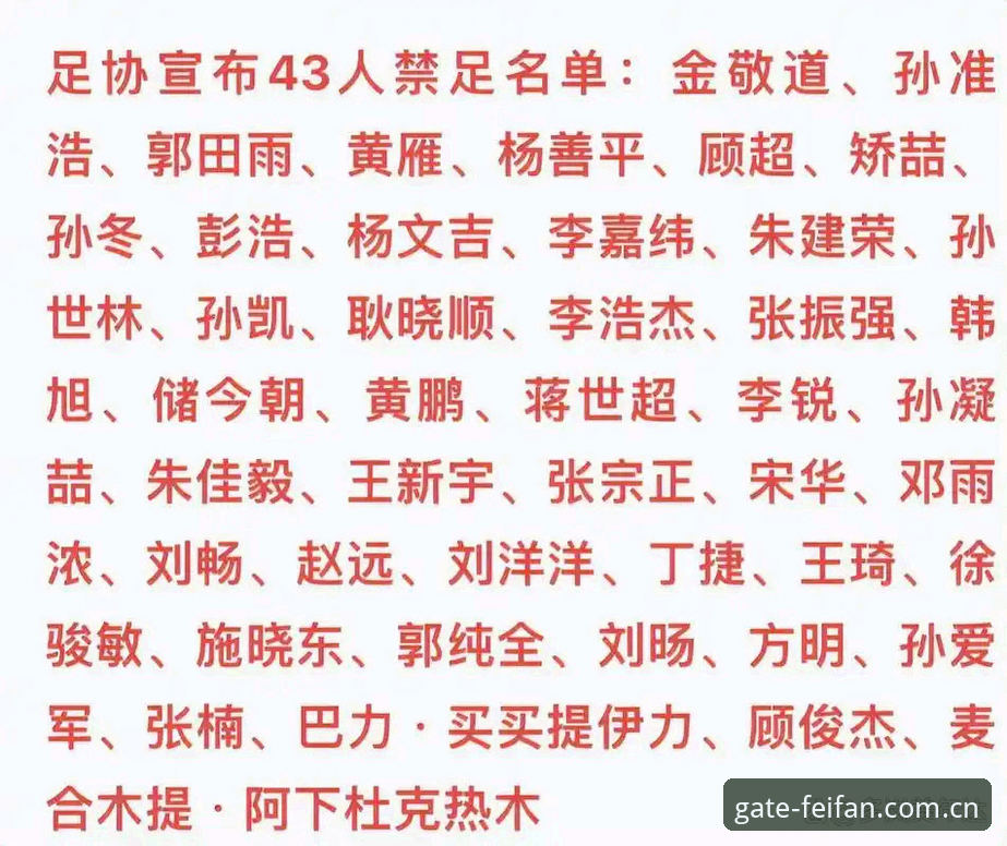 足协第三批禁足名单最新动态：17人终身禁足、48人禁业五年 非凡体育官网全程跟进